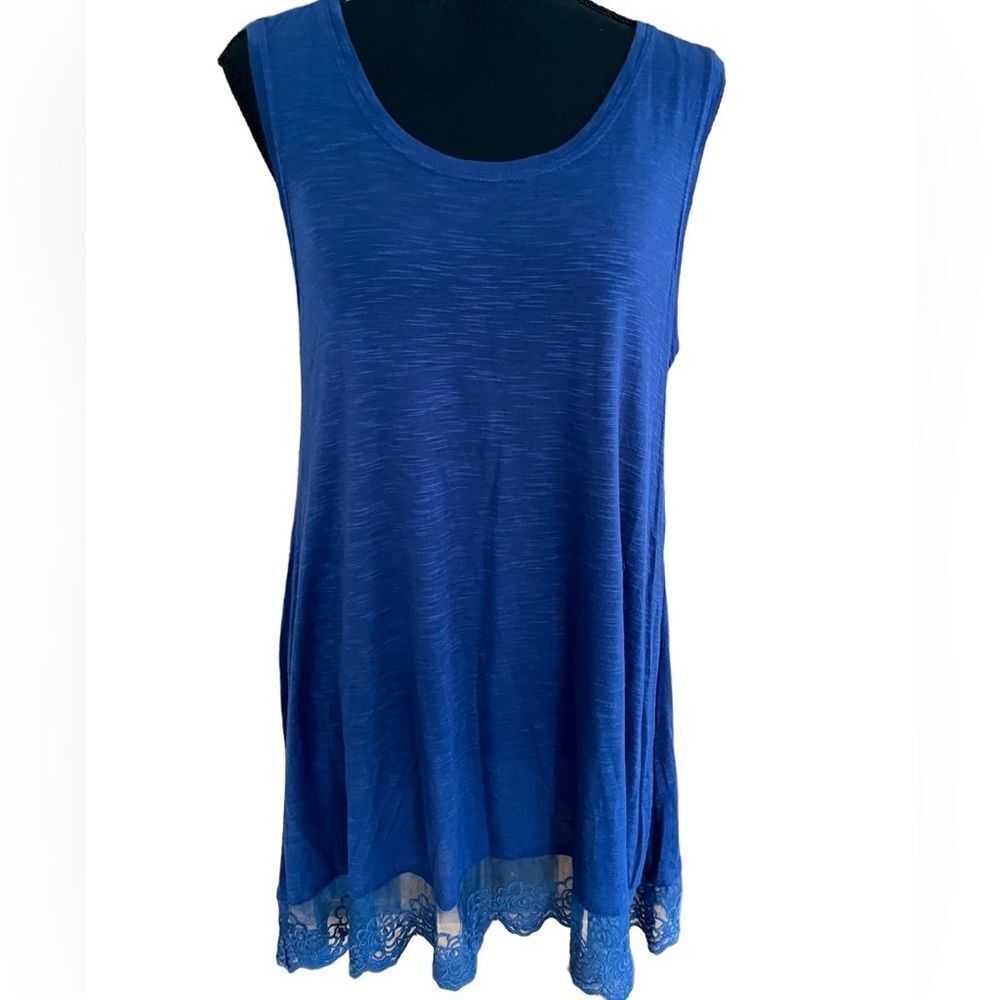 New with tags Multiples Clothing  Indigo blue tank top with bottom lace, size S